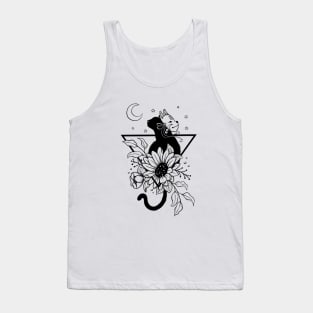 cat flower with fox kitsune mask Tank Top